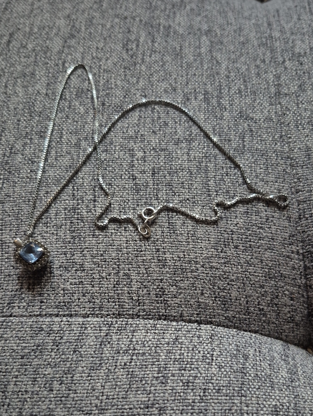 Sterling Silver Blue Heart Pendant And Necklace - Women Jewelry